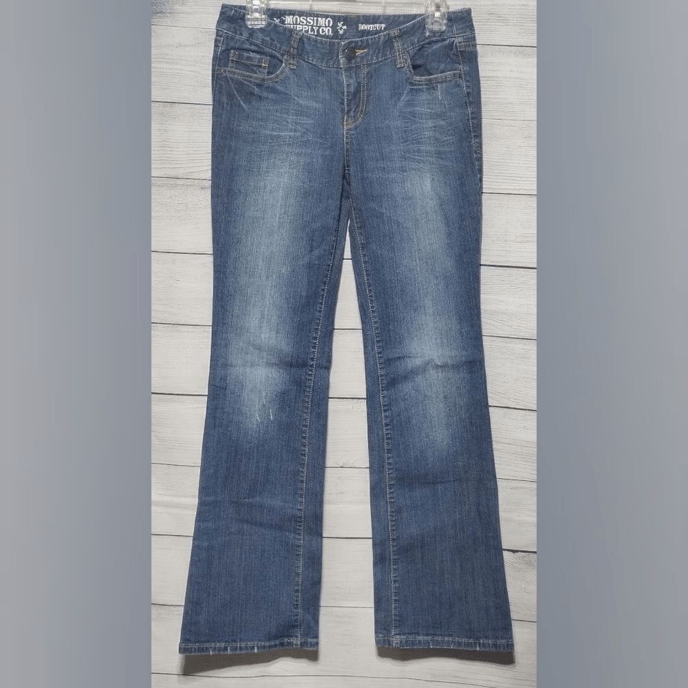 Mossimo Distressed Boot Cut Jeans Jr Sz 9 R Blue Denim Retro